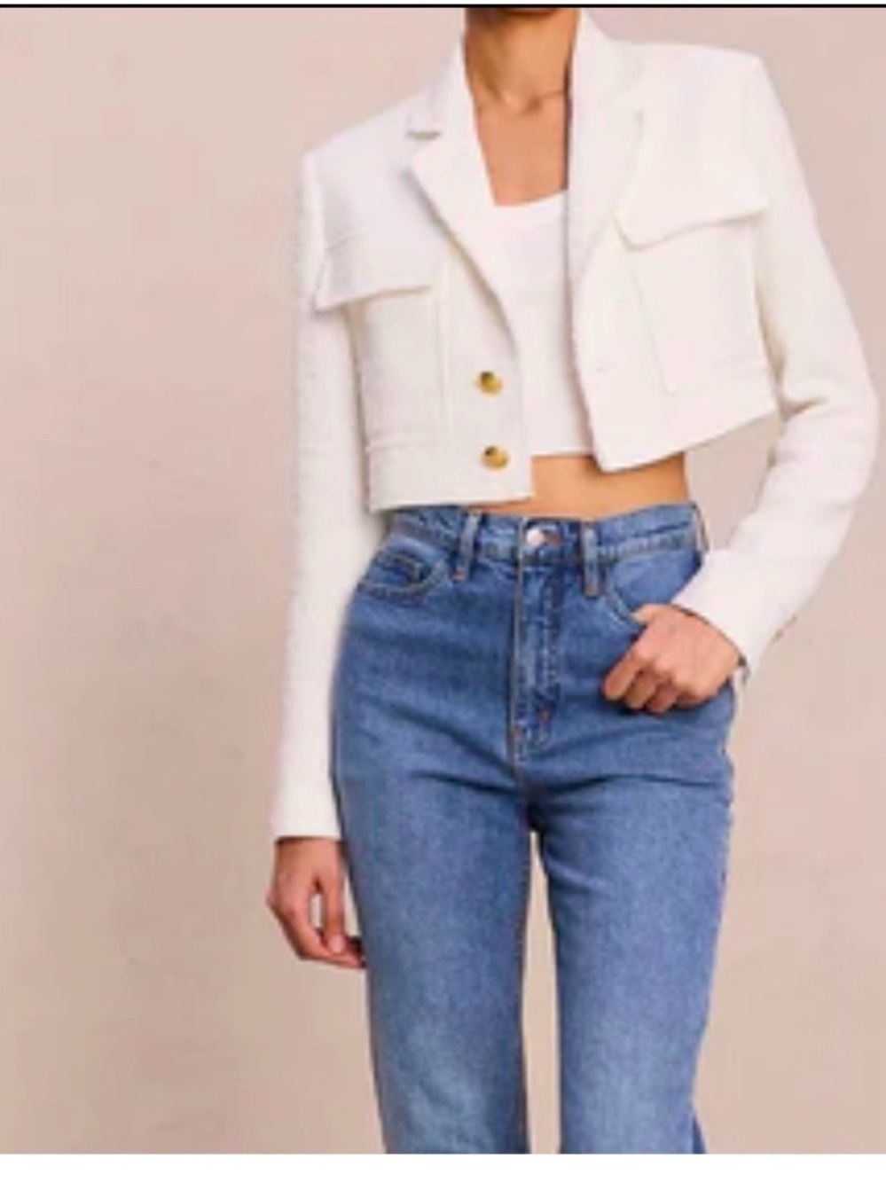 A.L.C. Banks Cropped Tailored Jacket Blazer in Off-White, size 10